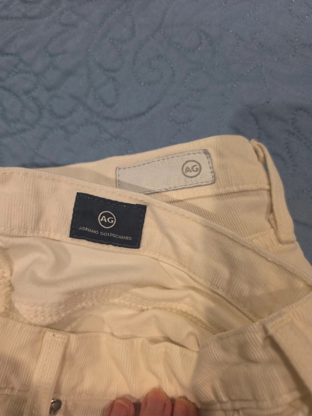AG Adriano Goldschmied Cream Corduroy Pants